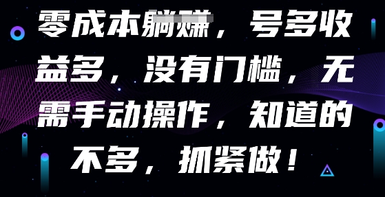 零成本全自动,号多收益多,没有门槛,无需手动-青年云网创—高质量项目商城