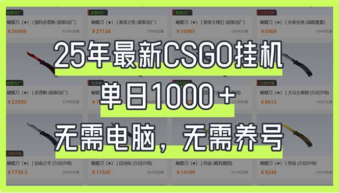 (14178期)25年最新CSGO挂机系统,单日1000+,无需电脑,无需养号,0基础可上手-青年云网创—高质量项目商城