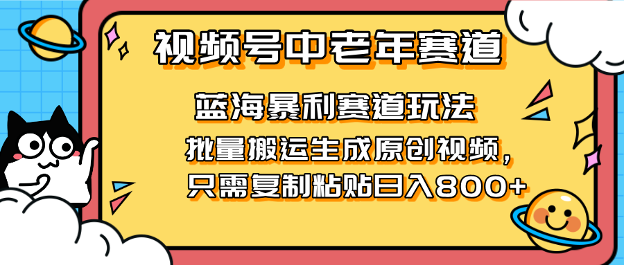 （14314期）2025视频号中老年短视频蓝海暴利风口！复制粘贴搬运视频单日赚800+，无…-青年云网创—高质量项目商城