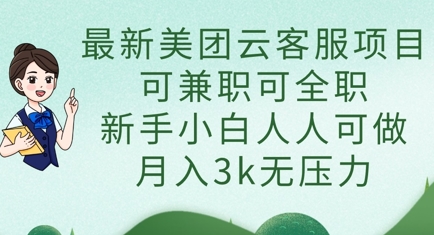 最新美团云客服项目，可兼职可全职，新手小白人人可做，月入3k无压力-青年云网创—高质量项目商城