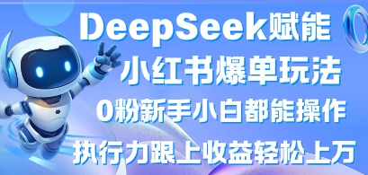 DeepSeek赋能小红书爆单玩法0粉新手小白都能操作,执行力跟上收益轻松上W,懒人勿做-青年云网创—高质量项目商城